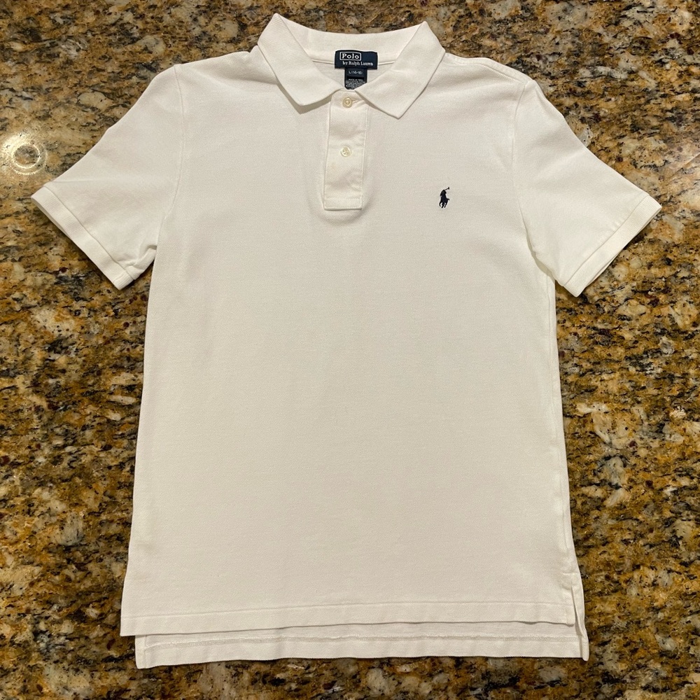 Boys Large (14-16) Polo Ralph Lauren Button Short Sleeve Shirt White